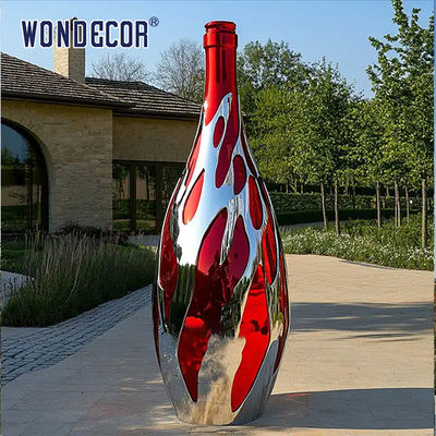 Custom Modern Outdoor Large-Scale Colored Wine Bottle Stainless Steel Sculpture