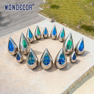 Large-scale Outdoor Plaza Metal Light and Shadow Art Installation: Water Drop Stainless Steel Sculpture