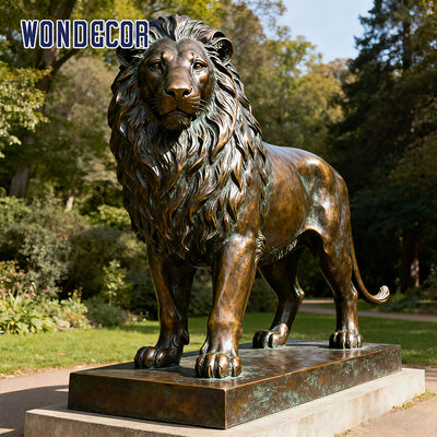 Life-Size Lion Bronze Sculpture - Modern Metal Animal Decoration for Outdoor Squares
