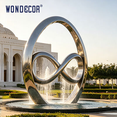 Large outdoor stainless steel water fountain sculpture