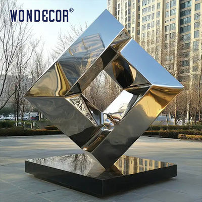Outdoor Large-Scale Metal Landscape "Mirror Dimension - Geometric Infinity" Stainless Steel Sculpture