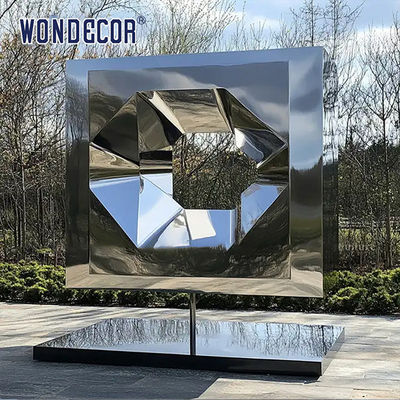Outdoor Large-Scale Metal Landscape "Mirror Dimension - Geometric Infinity" Stainless Steel Sculpture