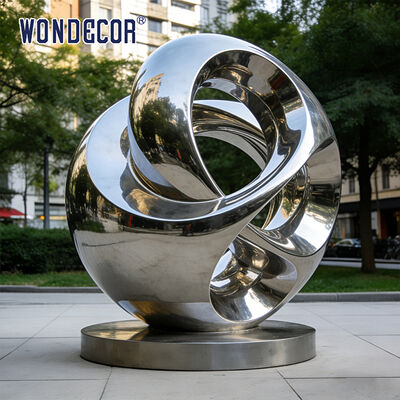 Large Outdoor Metal Sculpture "Flowing Vortex" Stainless Steel Spherical Decorative Ornament