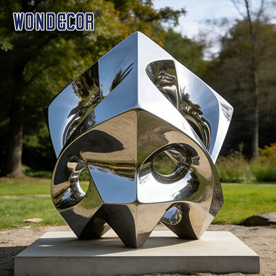 Large Scale "Edge Light Vortex" Mirror Stainless Steel Geometric Art Sculpture in Outdoor Park