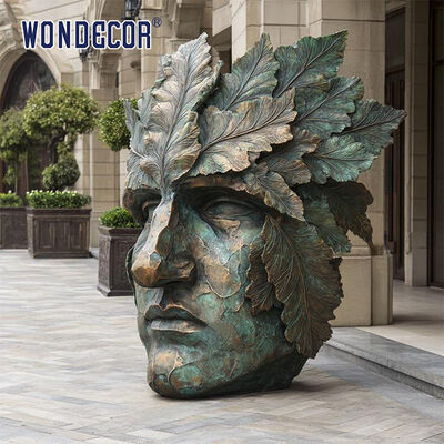 Outdoor Abstract Art Bronze Sculpture Leaf Face Statue